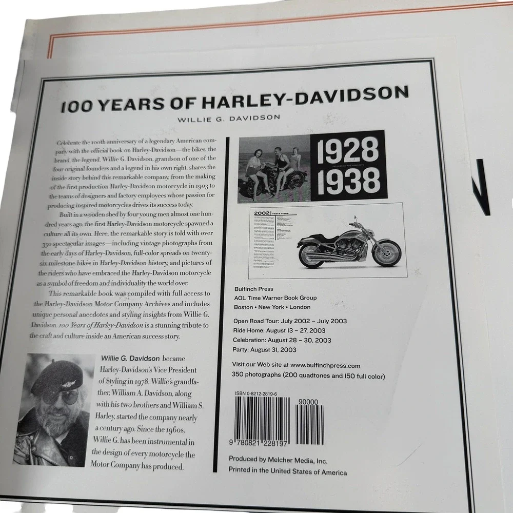 Harley-Davidson 100 Years‎ by Willie G Davidson Hardcover Book 2002 Illustrated